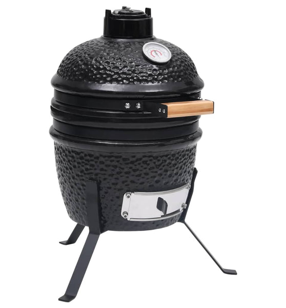 2-in-1 Kamado-Grill Smoker Keramik 56 cm Schwarz