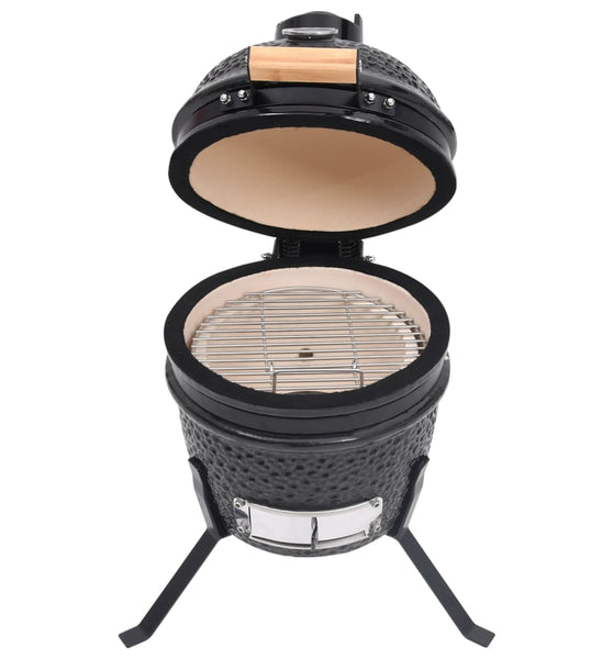 2-in-1 Kamado-Grill Smoker Keramik 56 cm Schwarz