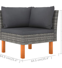 3-Sitzer-Gartensofa mit Kissen Grau Poly Rattan