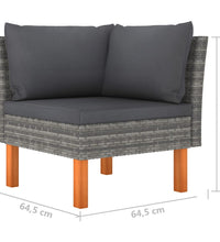 4-Sitzer-Gartensofa mit Kissen Grau Poly Rattan