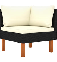 4-Sitzer-Gartensofa mit Kissen Schwarz Poly Rattan