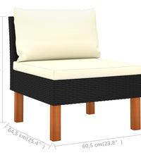 4-Sitzer-Gartensofa mit Kissen Schwarz Poly Rattan