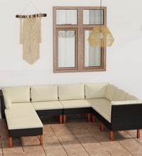 8-tlg. Garten-Lounge-Set mit Kissen Poly Rattan Schwarz