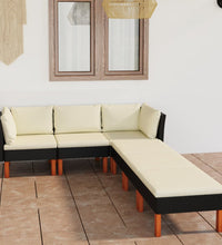 6-tlg. Garten-Lounge-Set mit Kissen Poly Rattan Schwarz