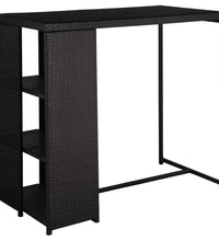 5-tlg. Gartenbar-Set mit Kissen Poly Rattan Schwarz