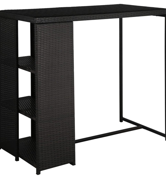 5-tlg. Gartenbar-Set mit Kissen Poly Rattan Schwarz