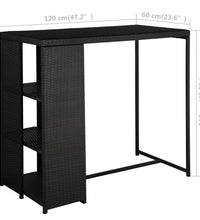 5-tlg. Gartenbar-Set mit Kissen Poly Rattan Schwarz