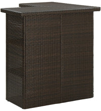 4-tlg. Gartenbar-Set mit Kissen Poly Rattan Braun