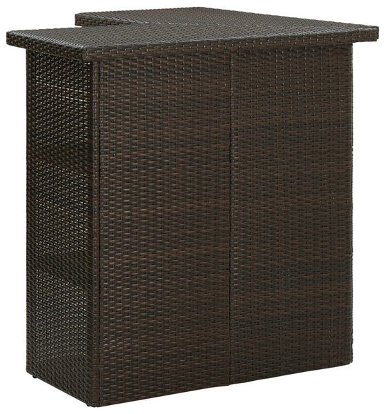 8-tlg. Gartenbar-Set mit Kissen Poly Rattan Braun