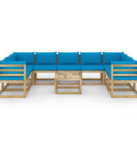 10-tlg. Garten-Lounge-Set mit Kissen Imprägniertes Kiefernholz