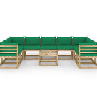 10-tlg. Garten-Lounge-Set mit Kissen Imprägniertes Kiefernholz