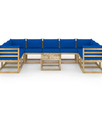 10-tlg. Garten-Lounge-Set mit Kissen Imprägniertes Kiefernholz