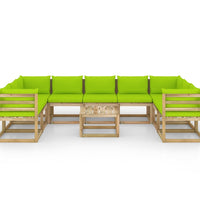 10-tlg. Garten-Lounge-Set mit Kissen Imprägniertes Kiefernholz