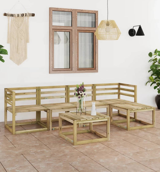 6-tlg. Garten-Lounge-Set Grün Imprägniertes Kiefernholz