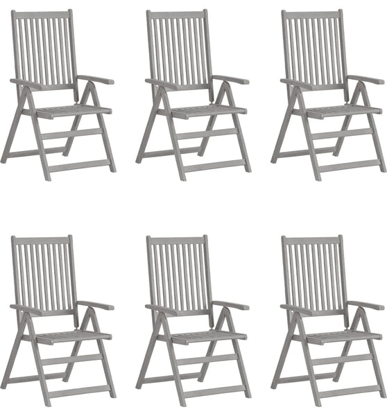 Verstellbare Gartenstühle 6 Stk. Grau Massivholz Akazie