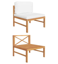 Mittelsofa mit Creme Kissen Teak Massivholz
