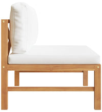 Mittelsofa mit Creme Kissen Teak Massivholz