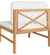 Mittelsofa mit Creme Kissen Teak Massivholz