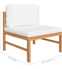 Mittelsofa mit Creme Kissen Teak Massivholz