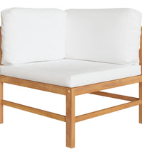 Ecksofas 2 Stk. mit Creme Kissen Massivholz Teak
