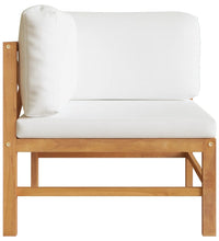 Ecksofas 2 Stk. mit Creme Kissen Massivholz Teak