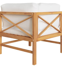 Ecksofas 2 Stk. mit Creme Kissen Massivholz Teak