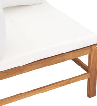 Ecksofas 2 Stk. mit Creme Kissen Massivholz Teak