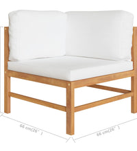 Ecksofas 2 Stk. mit Creme Kissen Massivholz Teak