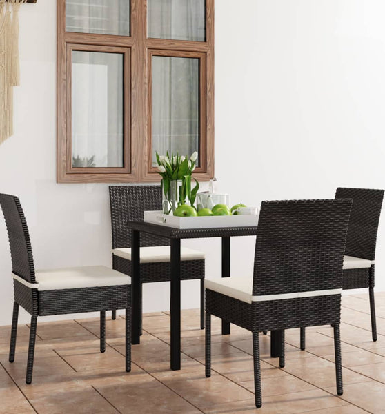 5-tlg. Garten-Essgruppe Poly Rattan Schwarz