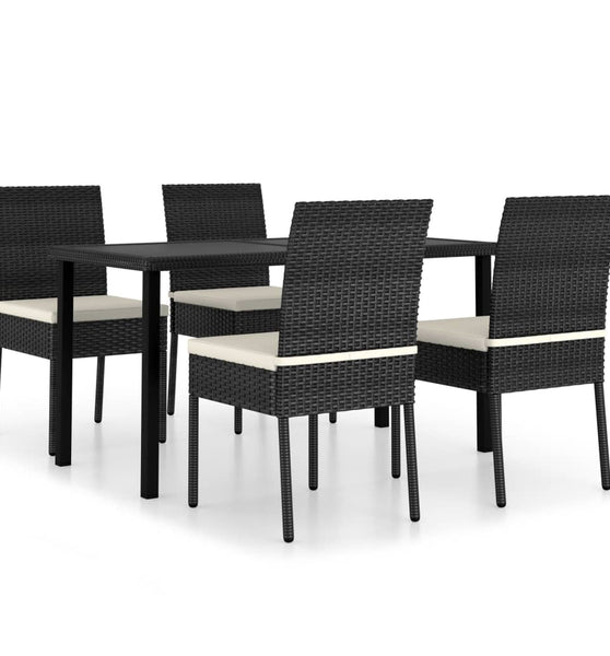 5-tlg. Garten-Essgruppe Poly Rattan Schwarz