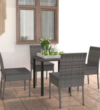 5-tlg. Garten-Essgruppe Poly Rattan Grau