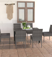 7-tlg. Garten-Essgruppe Poly Rattan Grau