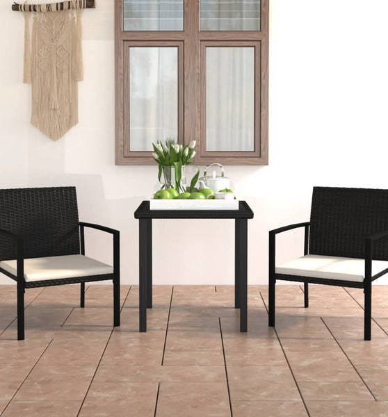 3-tlg. Garten-Essgruppe Poly Rattan Schwarz