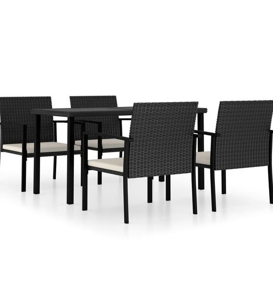 5-tlg. Garten-Essgruppe Poly Rattan Schwarz