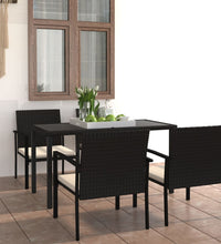 5-tlg. Garten-Essgruppe Poly Rattan Schwarz