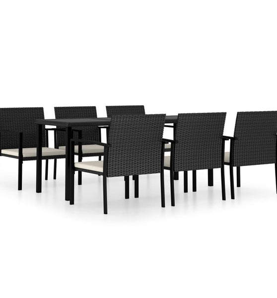 7-tlg. Garten-Essgruppe Poly Rattan Schwarz