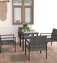 5-tlg. Garten-Essgruppe Poly Rattan Grau