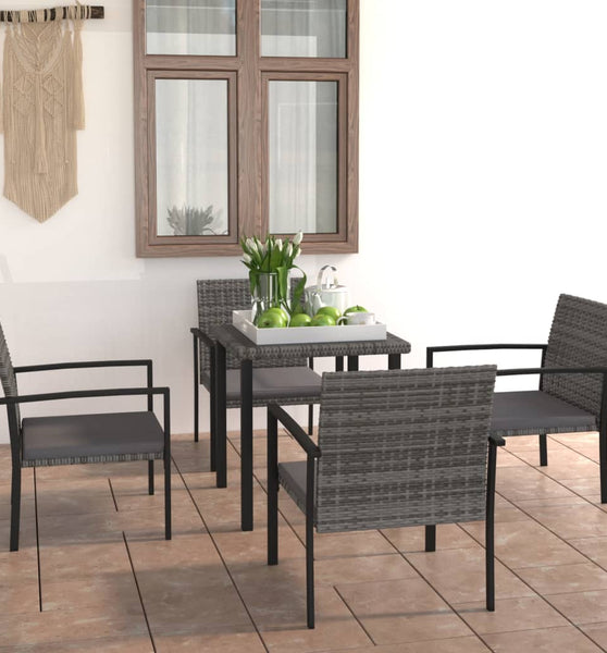 5-tlg. Garten-Essgruppe Poly Rattan Grau