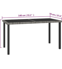 7-tlg. Garten-Essgruppe Poly Rattan Grau