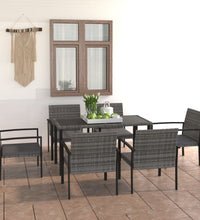 7-tlg. Garten-Essgruppe Poly Rattan Grau