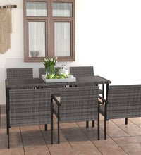 7-tlg. Garten-Essgruppe Poly Rattan Grau