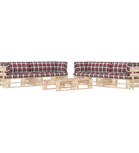 6-tlg. Paletten-Lounge-Set mit Kissen Imprägniertes Kiefernholz