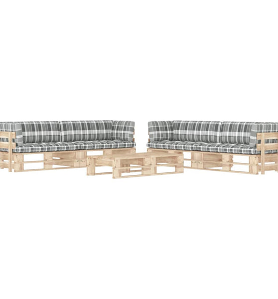 6-tlg. Paletten-Lounge-Set mit Kissen Imprägniertes Kiefernholz
