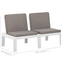 2-tlg. Garten-Lounge-Set mit Auflagen Kunststoff Weiß