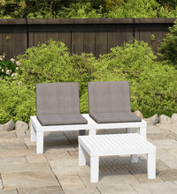 2-tlg. Garten-Lounge-Set mit Auflagen Kunststoff Weiß