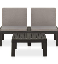 2-tlg. Garten-Lounge-Set mit Auflagen Kunststoff Grau