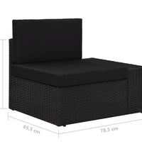 9-tlg. Garten-Lounge-Set mit Kissen Schwarz Poly Rattan