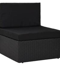 9-tlg. Garten-Lounge-Set mit Kissen Schwarz Poly Rattan