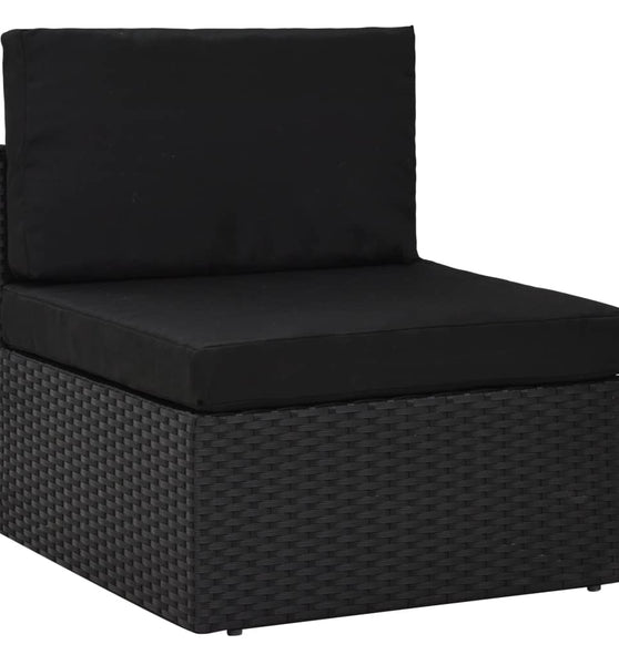 9-tlg. Garten-Lounge-Set mit Kissen Schwarz Poly Rattan