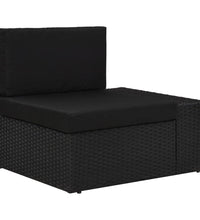 9-tlg. Garten-Lounge-Set mit Kissen Schwarz Poly Rattan